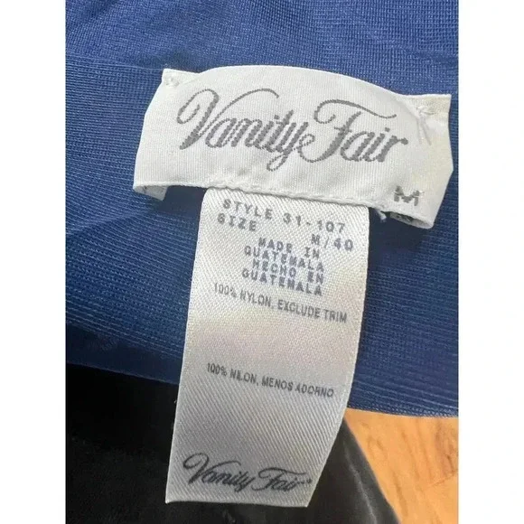 VANITY FAIR VINTAGE blue sheer button up pajama gown size medium - Picture 7 of 7